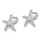 **Sterling Silver Diamond Mystique Starfish Earrings Polished, Platinum-Plated, 12mm**